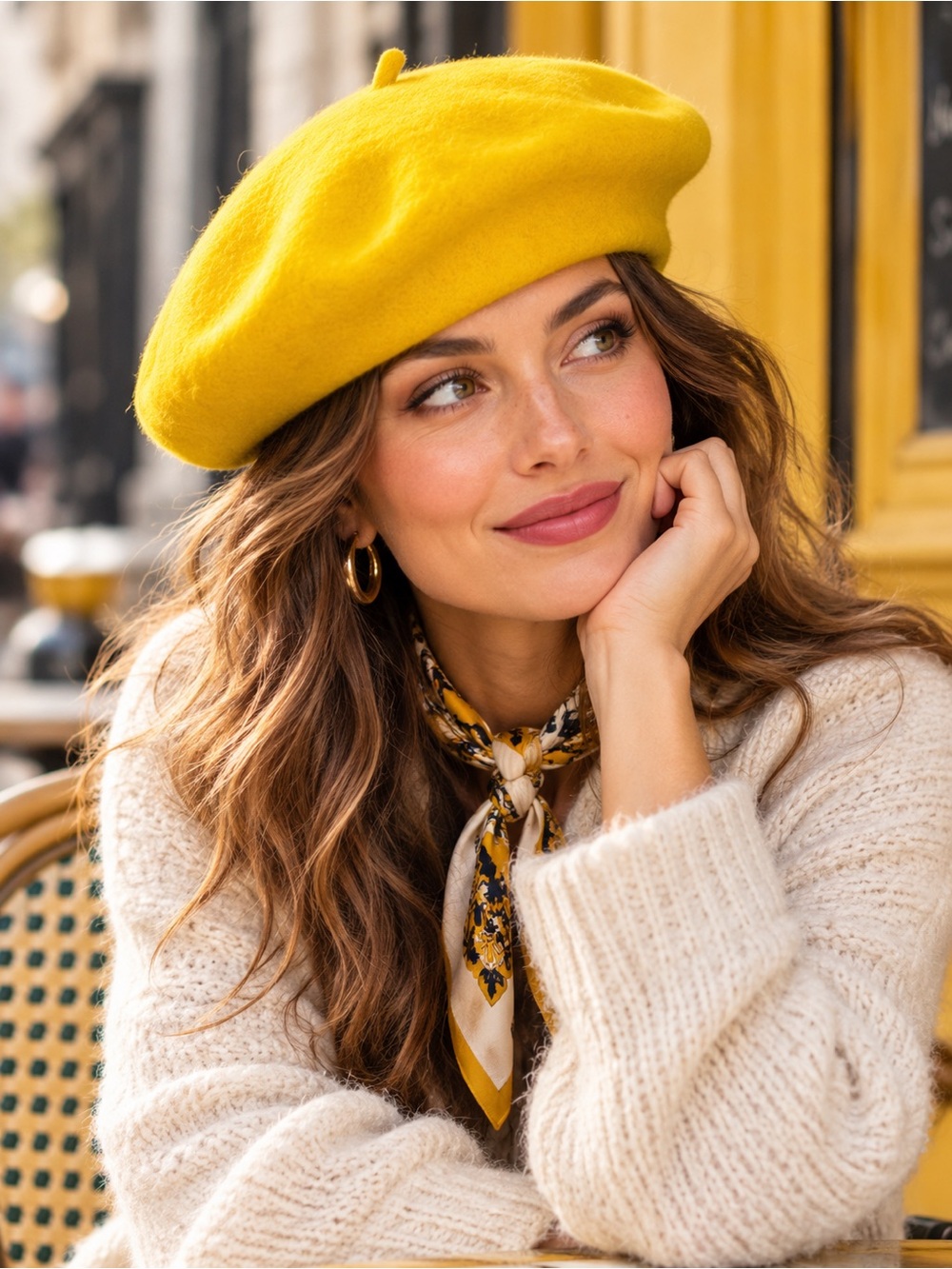 Vintage Mustard Yellow Wool Beret Classic French Parisian Style Hat